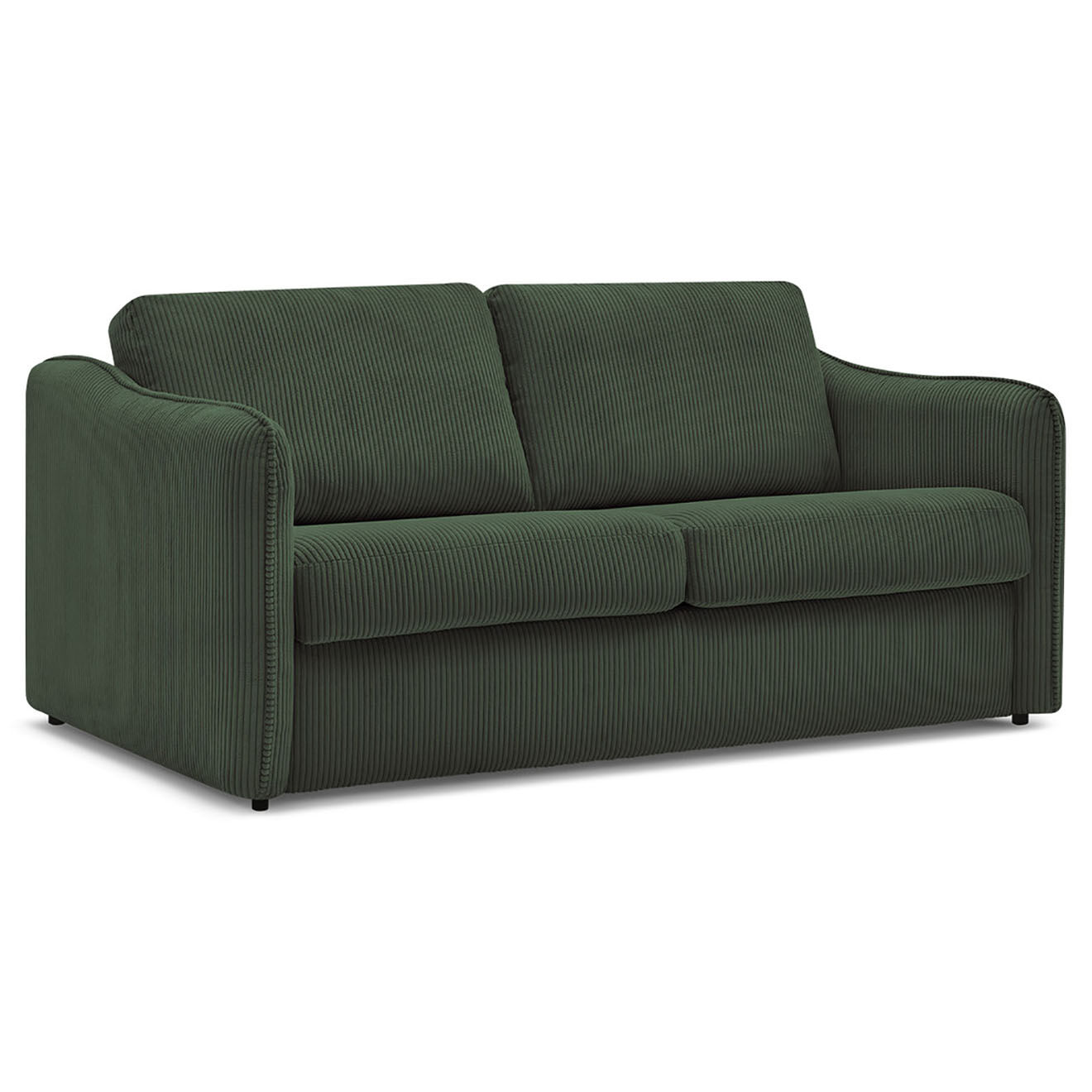 Bobochic Canapé droit convertible express en Velours côtelé 3 places Lenny vert - 178x102x89 cm