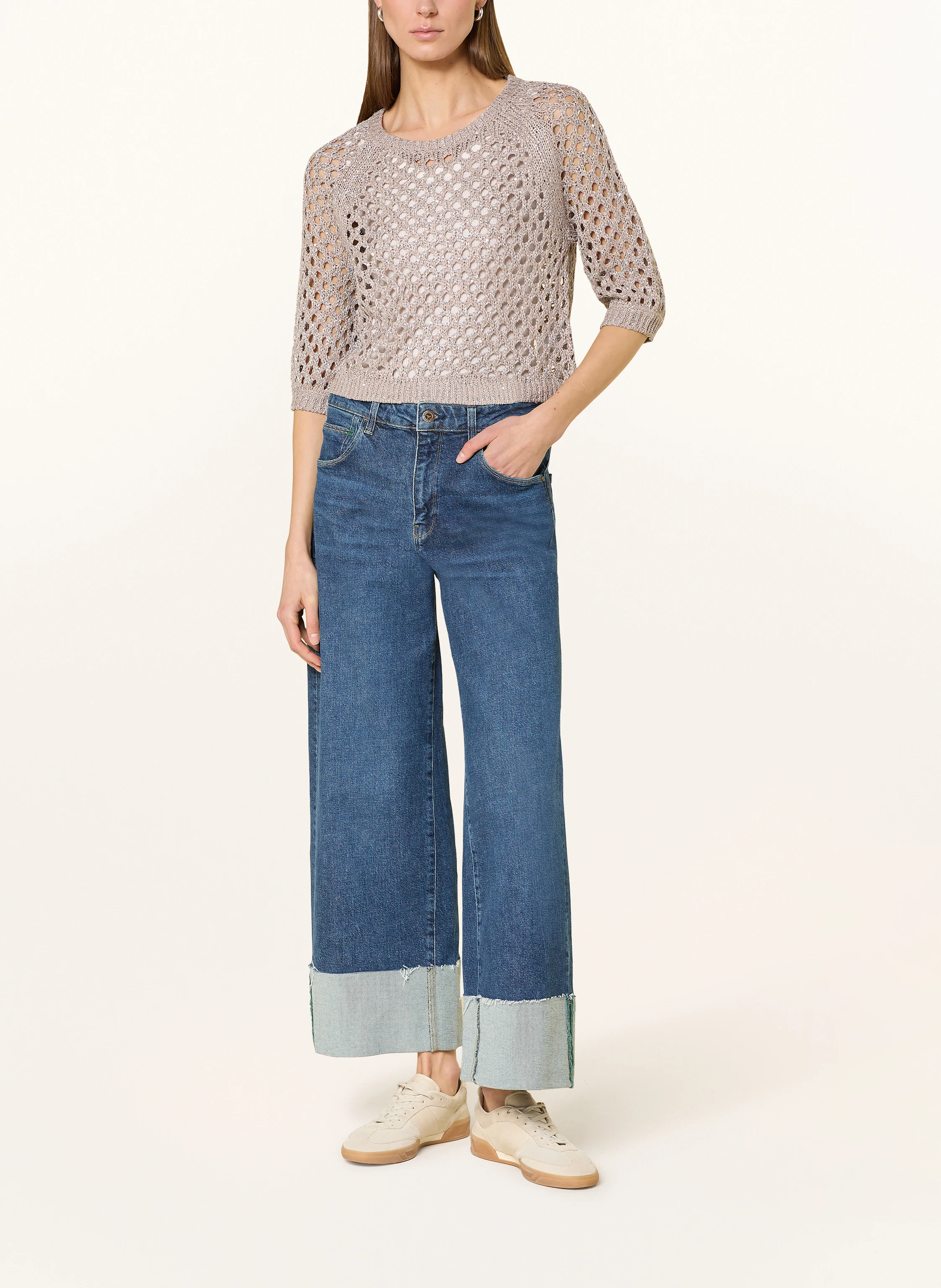 monari Pullover mit 3/4-Arm und Pailletten