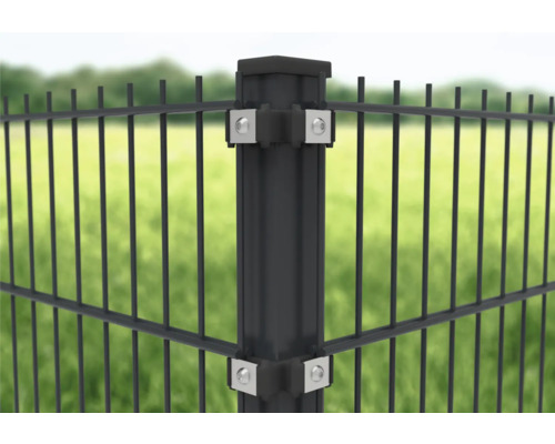 Hoekpaal voor inbetonneren, 6 x 6/120 cm, voor 63 cm schutting, RAL 7016 antraciet