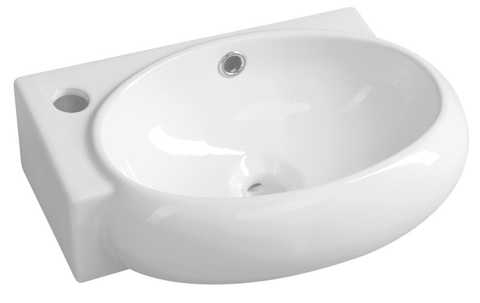 Sapho Ribera keramische wastafel 43x28,5x15cm met kraangat links