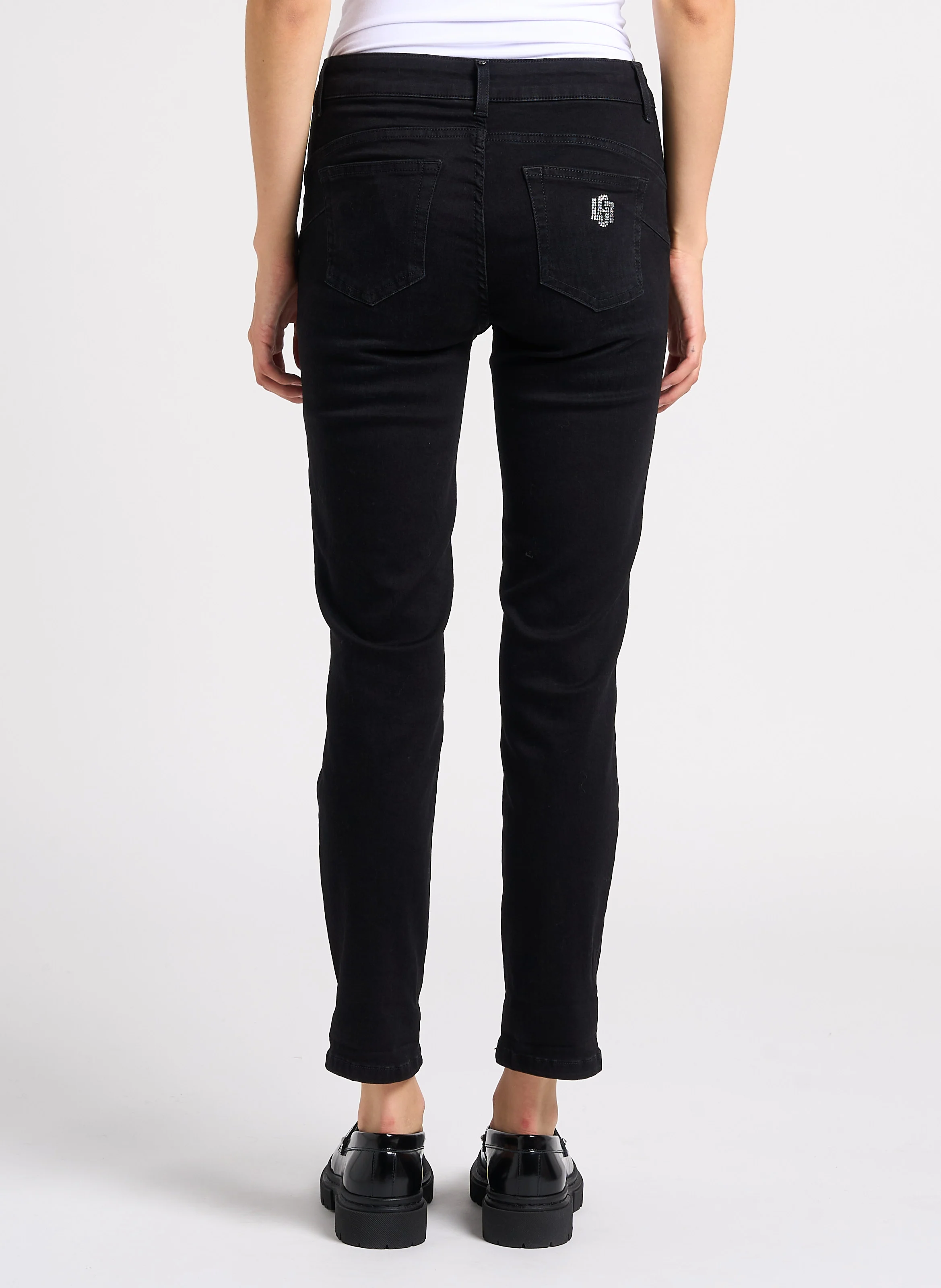 Pantacourt en jean taille haute | Noir