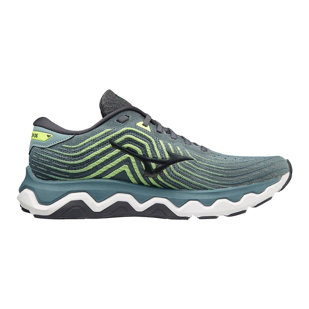 Mizuno WAVE HORIZON 6 - Chaussures running Homme smokeblue/ebony/neolime