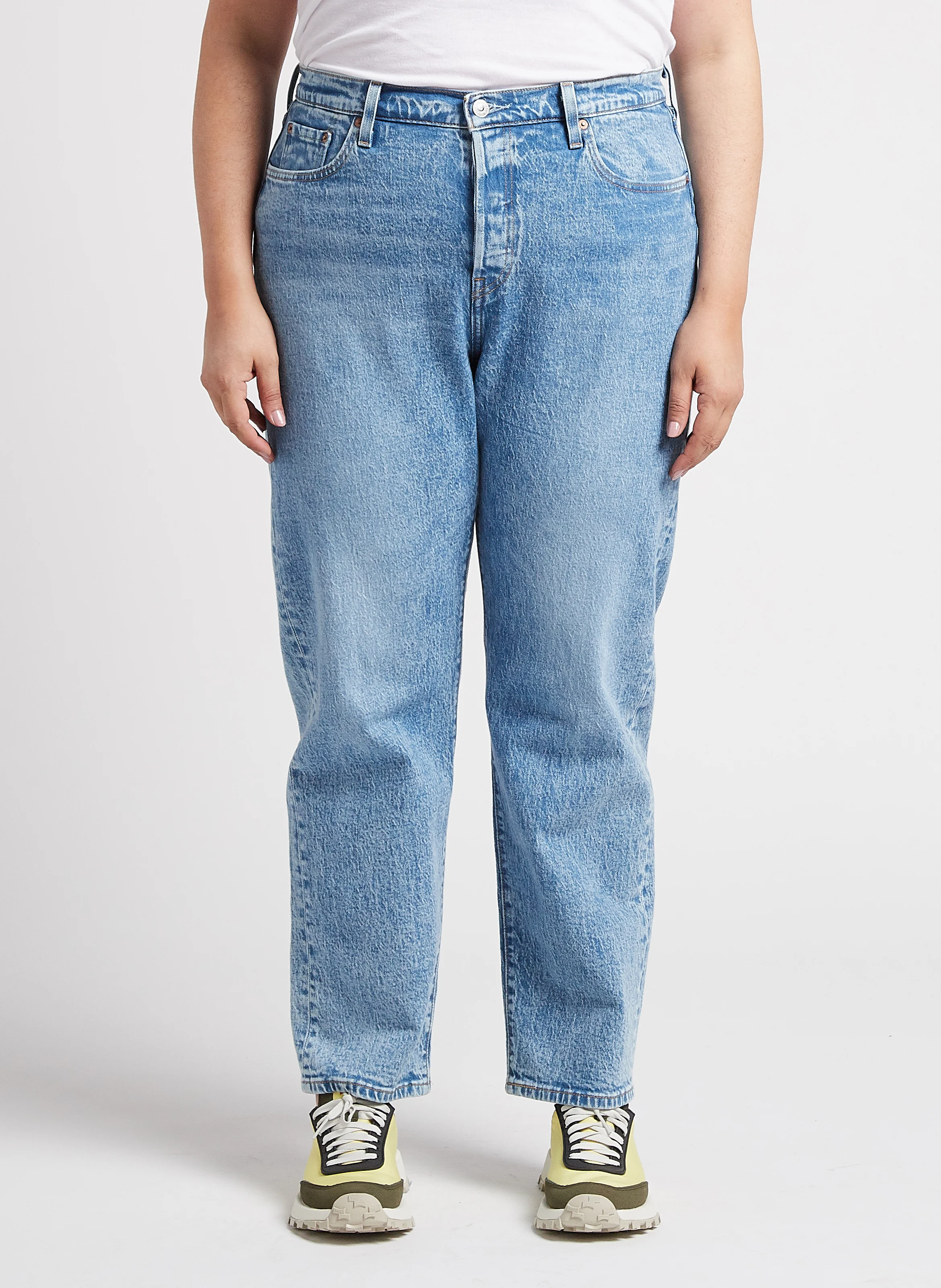 PL 501 JEANS FOR WOMEN - Jean droit délavé en coton mélangé | Jean Délavé