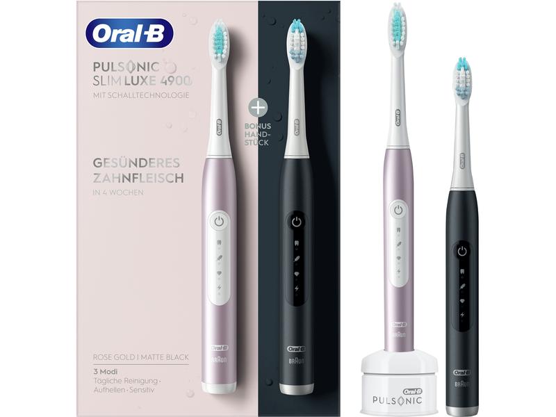 Oral-B Schallzahnbürste Pulsonic Slim Luxe 4900 Duo Schwarz Elektrische Zahnbürste