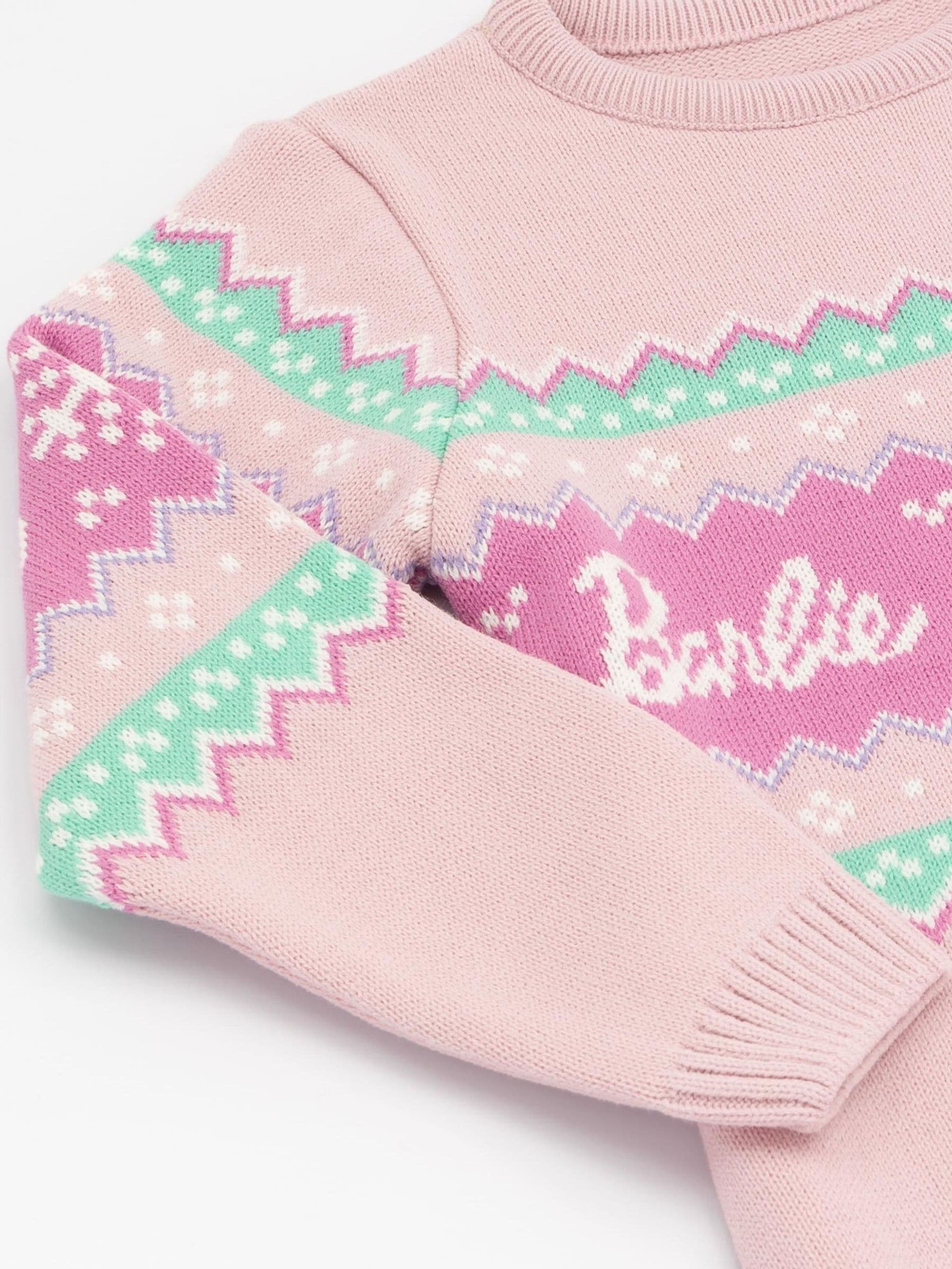Roze met Barbie - Vanilla Underground kinderkersttrui