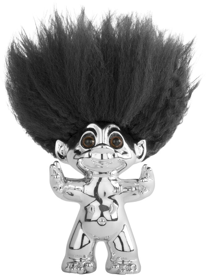 Lykketrold Lykketrold krom/sort hår 9 cm Chrome