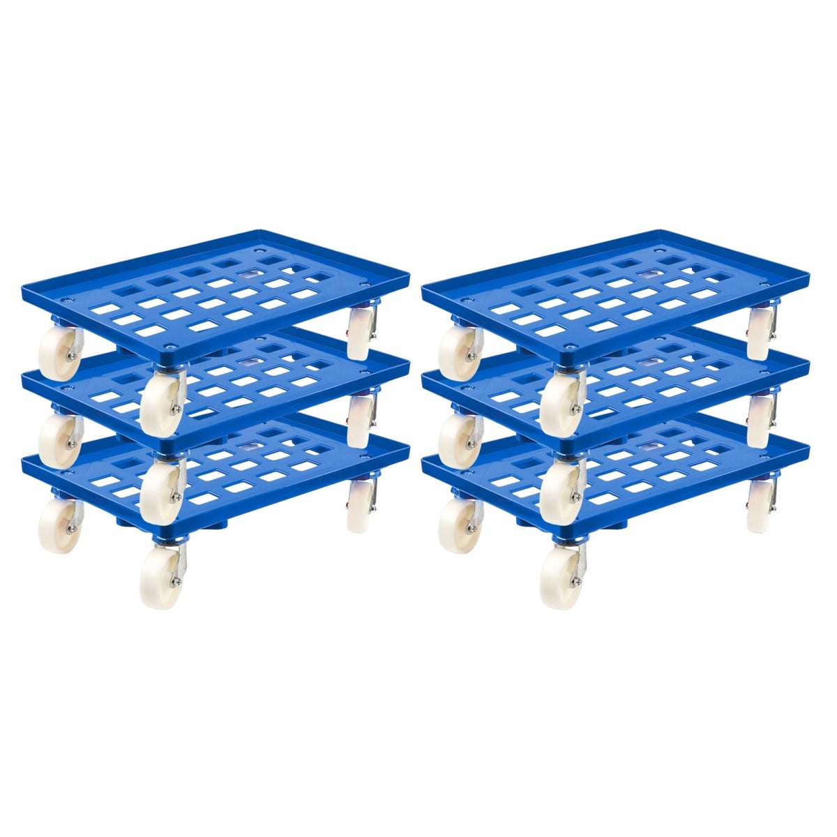 PROREGAL Transportwagen voor Euroboxen 60 x 40 cm met blauwe kunststof wielen, roostervloer, 4 zwenkwielen, draagvermogen 300 kg
