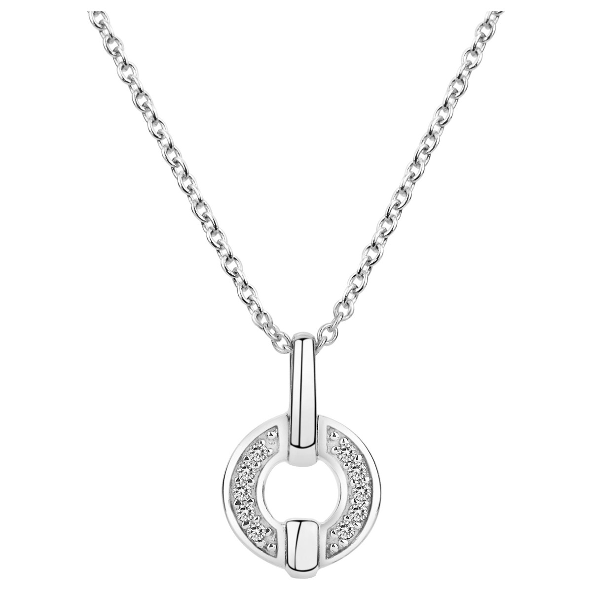 Collier mono-motif en Argent avec oxyde de zirconium blanc