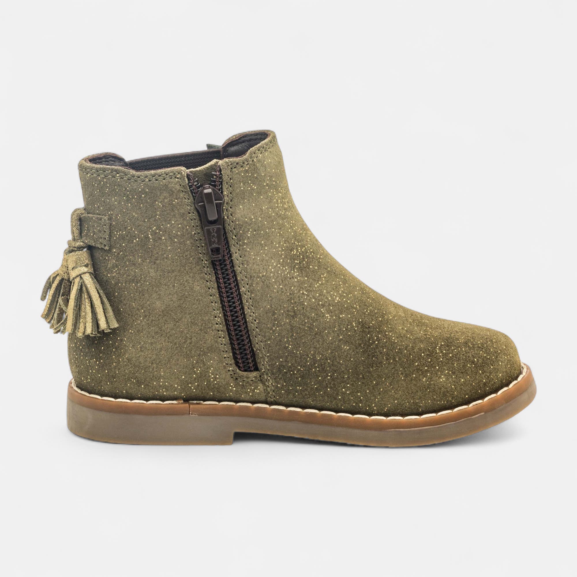 Bottines Fille en cuir kaki