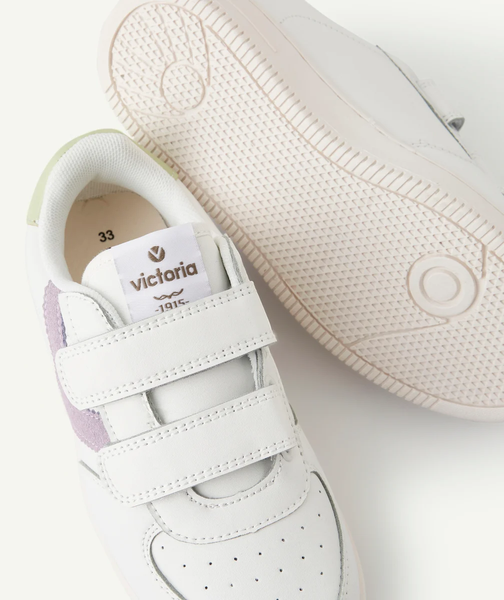 VICTORIABASKETS BLANCHES FILLES AVEC LOGO LILA