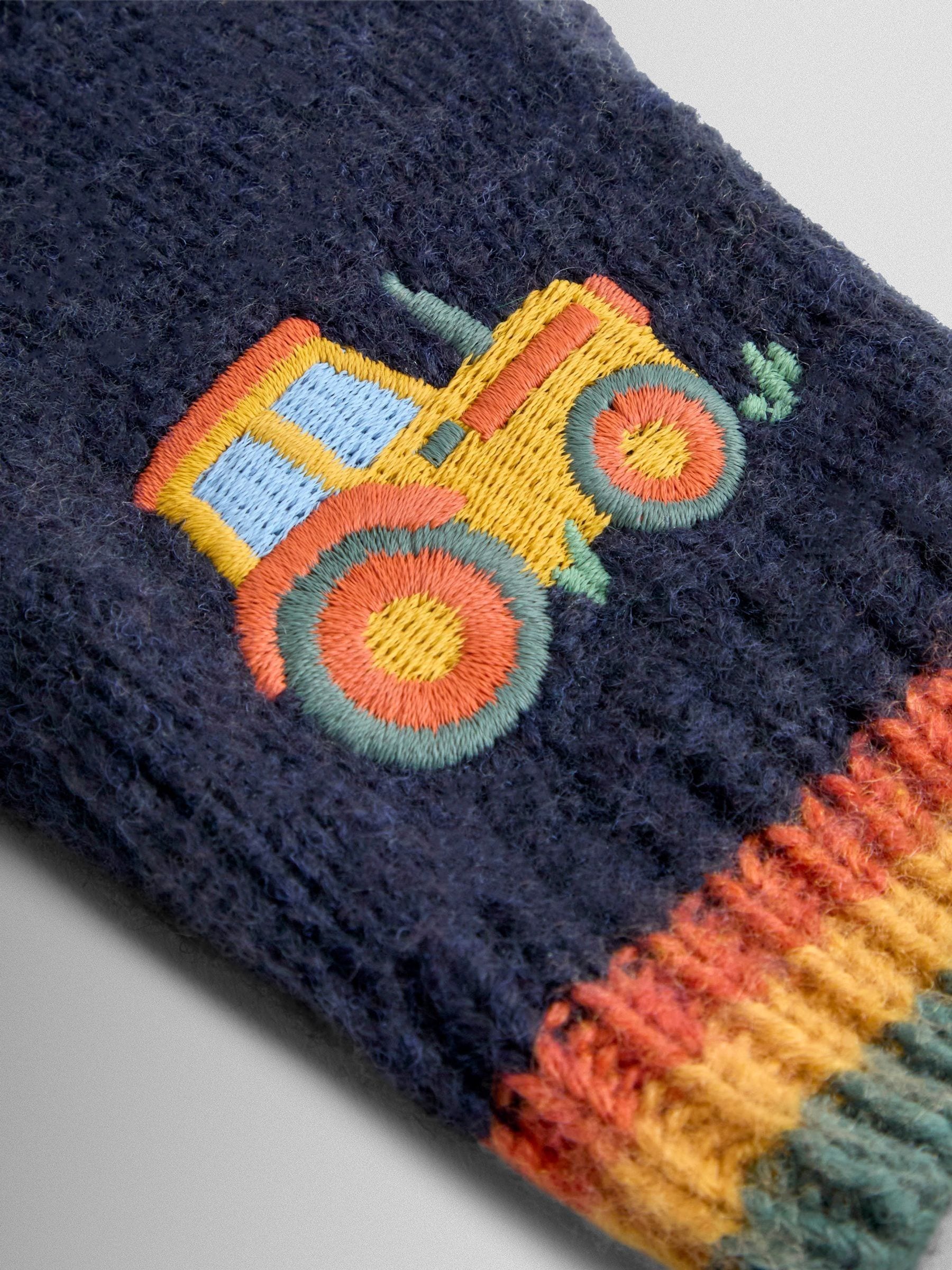 Marineblauw met tractors - JoJo Maman Bébé applicatiehandschoenen