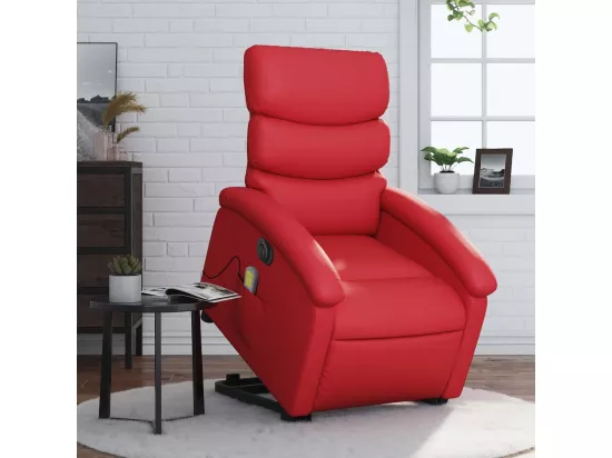 Fauteuil inclinable massant électrique rouge similicuir