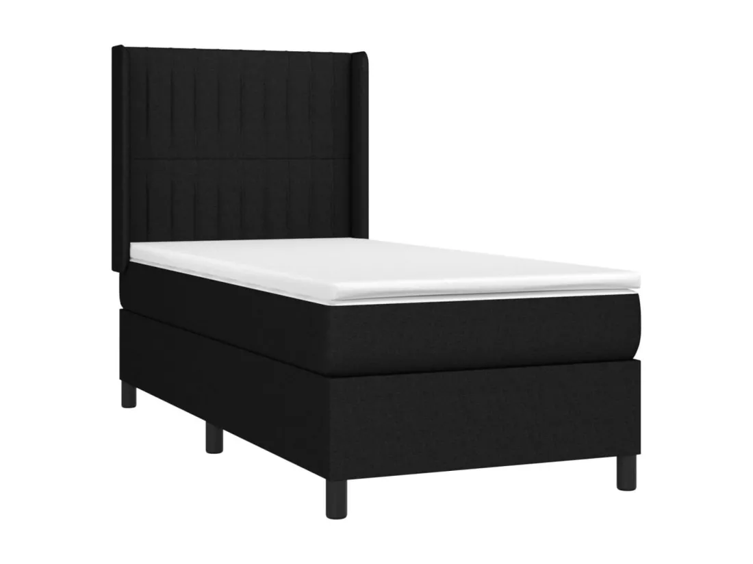 Sommier tapissier avec matelas et LED Noir 90x190 cm Tissu