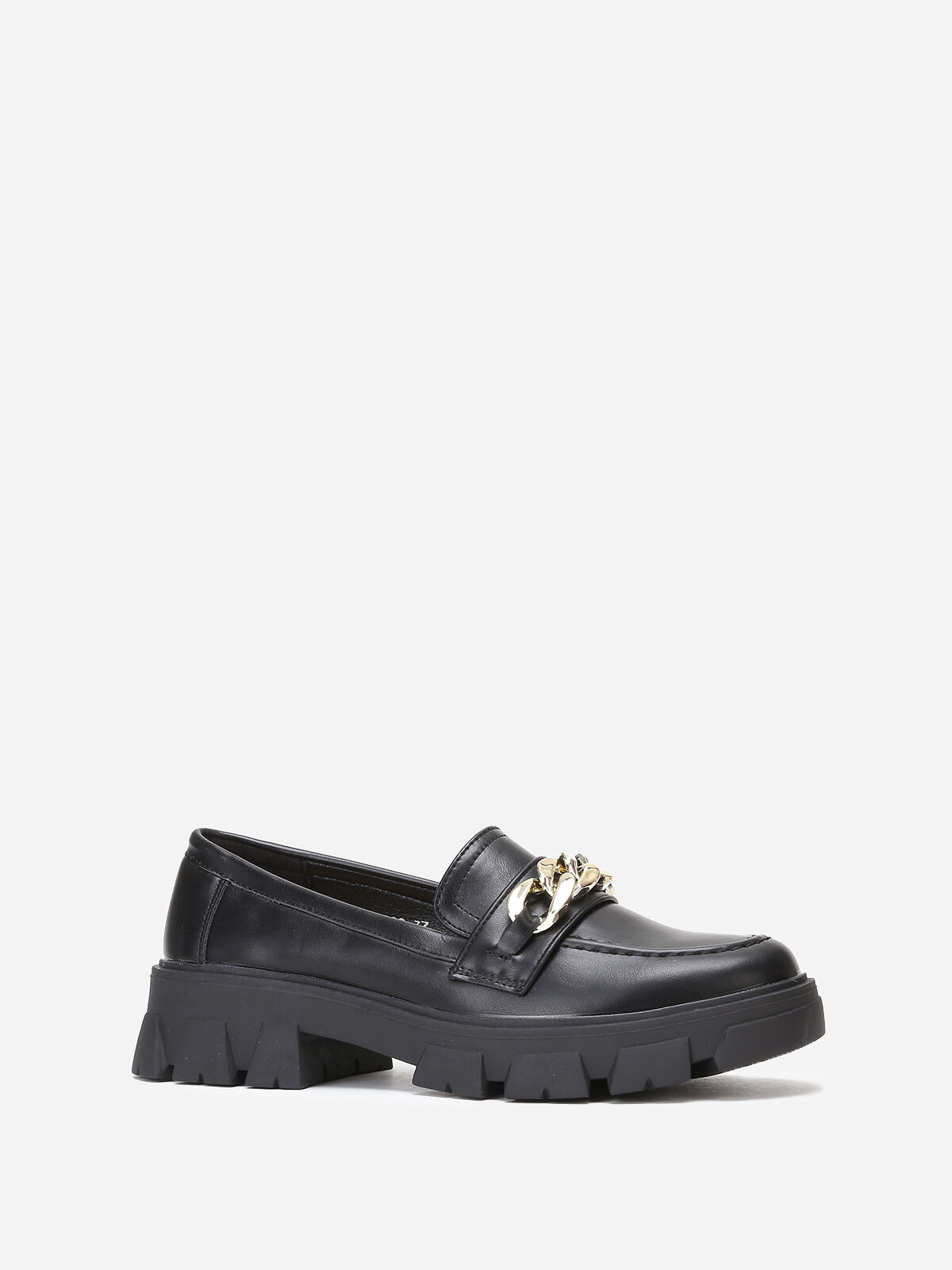 Mocassins crantés à maillons oversize- Noir