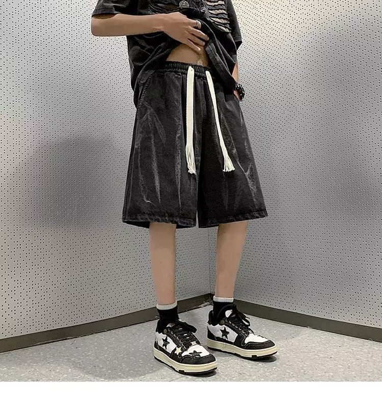 Oakjam - Mid Rise Tie Dye Denim Shorts