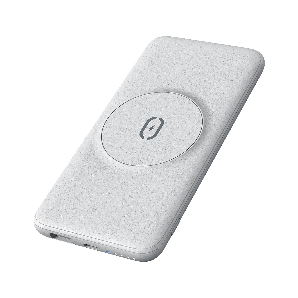 (20W) 10000mAh Qi Wireless MagSafe Ladegerät PD Fast Charge USB C Powerbank mit Power Delivery   Klappbarer Ständer - Grau