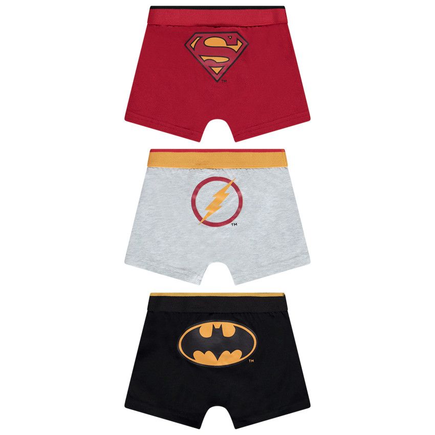 Lot de 3 boxers print logos héros DC Comics Warner pour garçon - Rouge