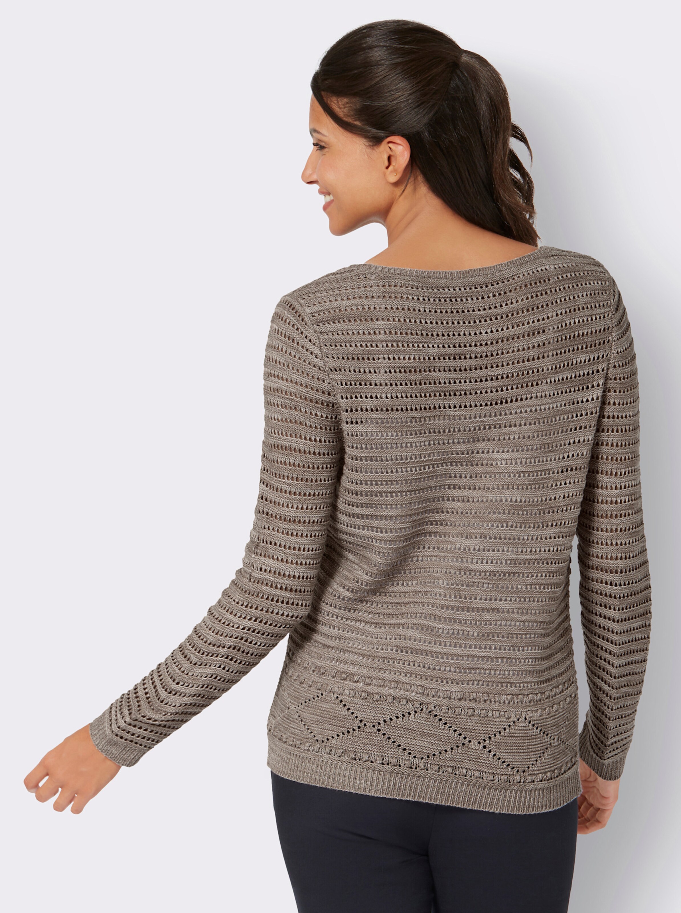 Langarm-Pullover mit Ajour-Muster