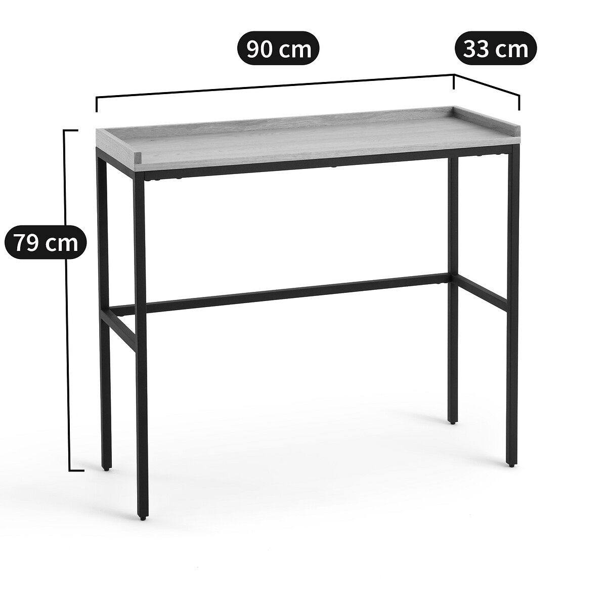 LA REDOUTE INTERIEURS<br>Mesa de parede em carvalho e aço, Volga