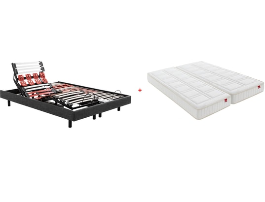 EPEDA - Sommier Electrique 2 x 80 x 200 Escapade 1620D gris fonce + 2x balade équilibré