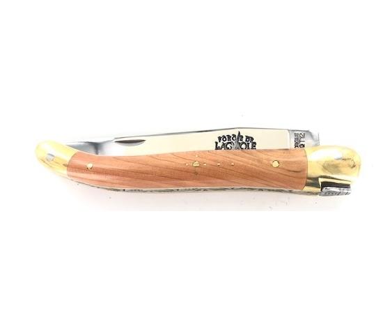 Laguiole Tradition 11 cm - 2 mitres Laiton - Genévrier Couteau de Poche Forge de Laguiole