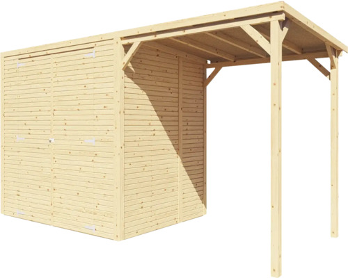 Bertilo Cubico 2 Plus Fineline Rhombus profiel tuinhuis, 373 x 170 cm, naturel