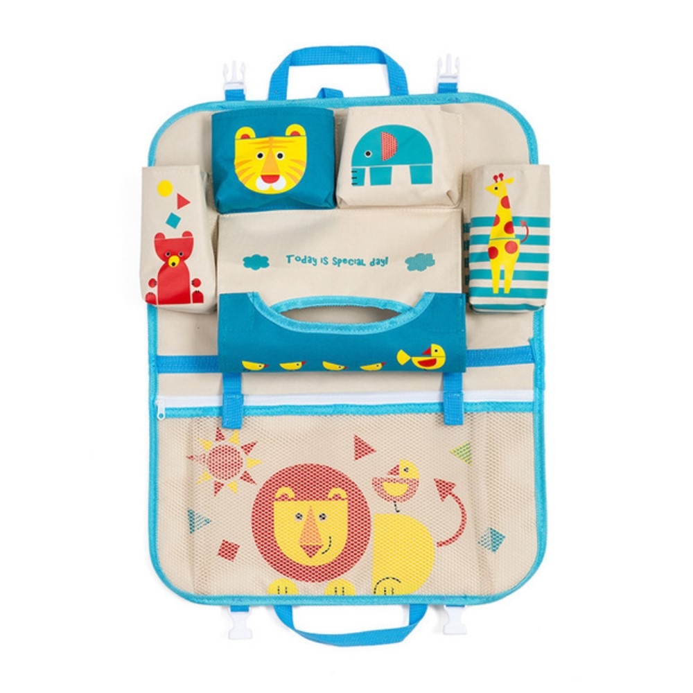 (54x41cm) Auto Sitz Kinder Aufbewahrungs Hänge Beutel Organizer Rücksitz Tasche Rücklehnen Schutz - Löwe