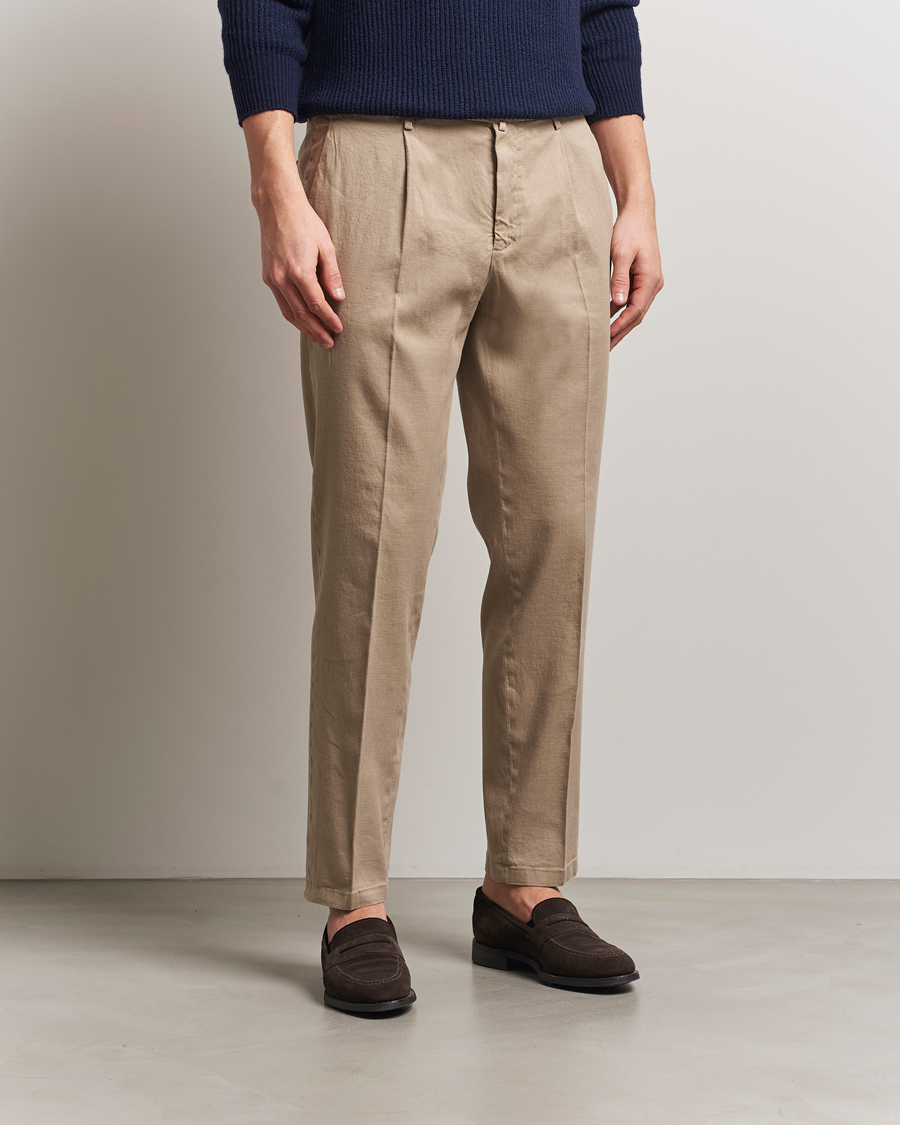 Briglia 1949 Pleated Linen Trousers Taupe