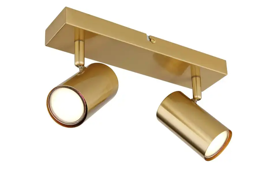 Deckenstrahler 12 cm 6 cm 2-flammig 26 cm gebürstet, Goldfarben