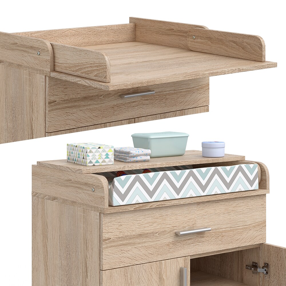 Vicco Wickeltisch Wickelkommode Wickelschrank Lena Sonoma Wickelaufsatz Schublade