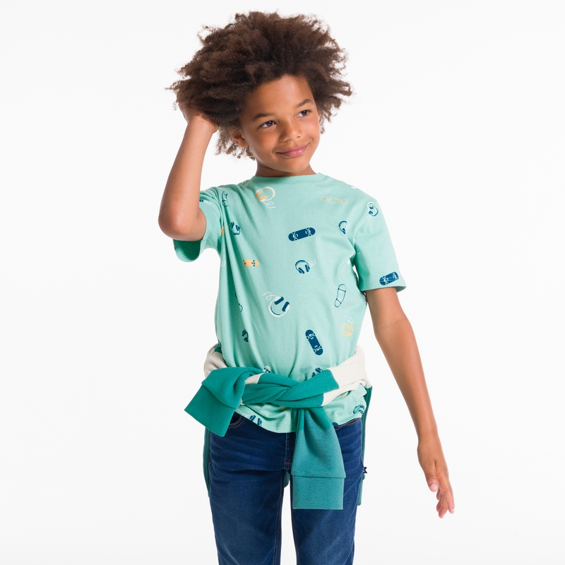 T-shirt imprimé manches courtes vert garçon