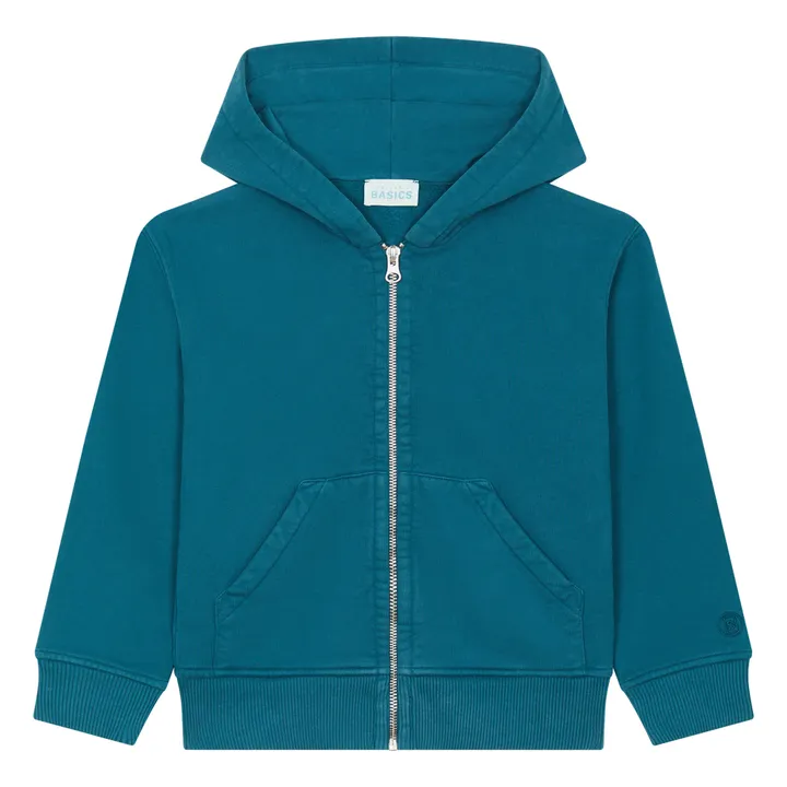 SMALLABLE BASICS Sweat A Capuche Zippé Coton Bio | Vert canard