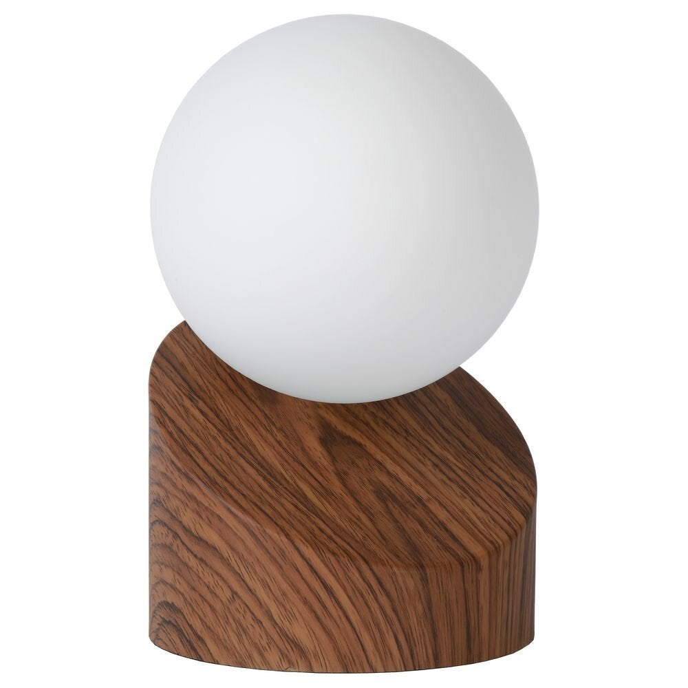 Len tafellamp met touchfunctie in donkere houtlook