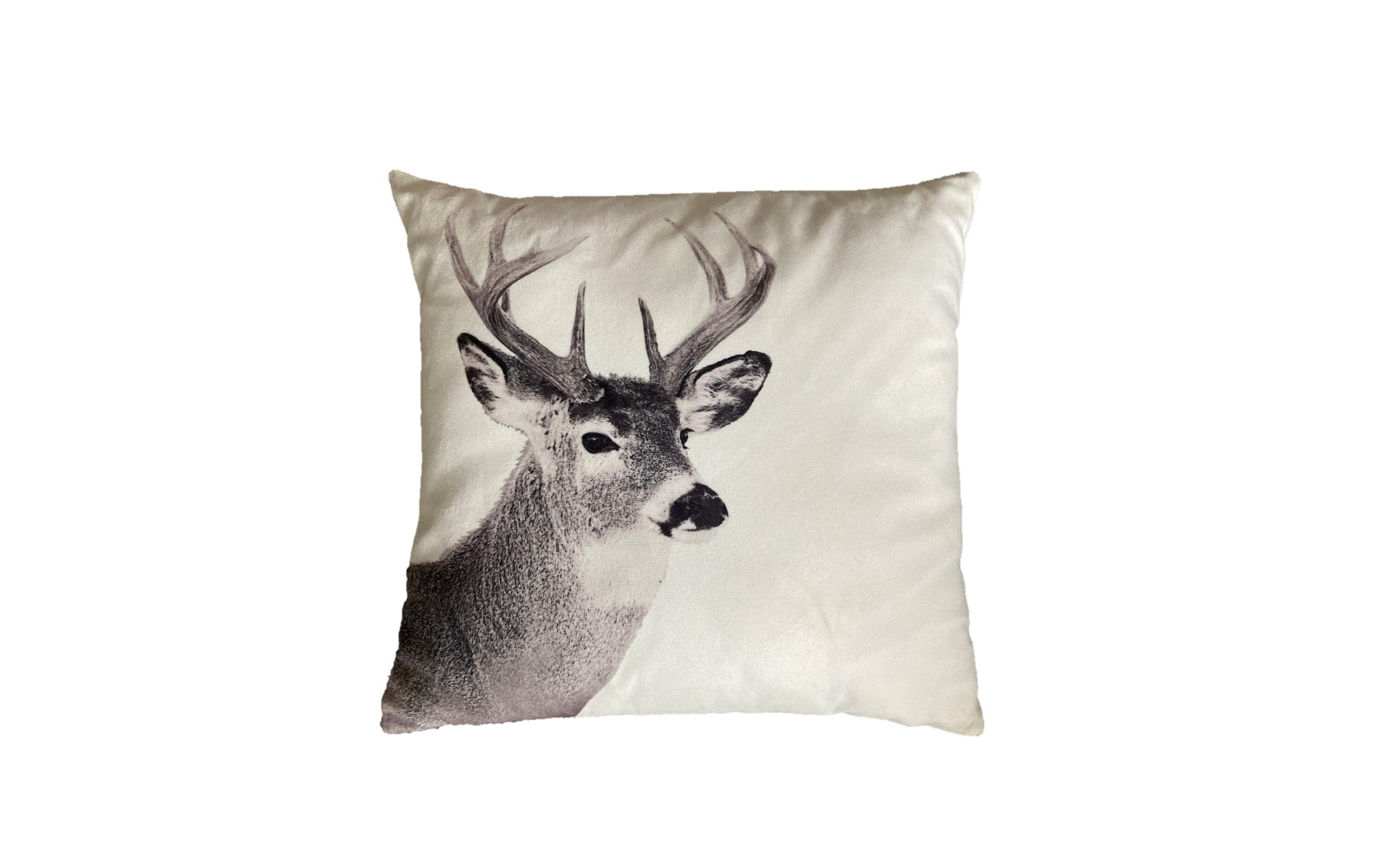 Kissen gefüllt Hirsch 40 x 40 cm, Beige/GrauZierkissen mit Tier-Motiv