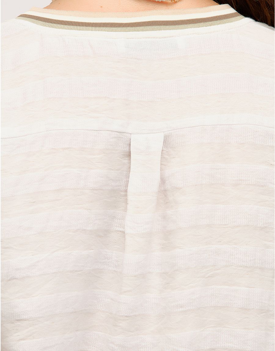 Top rayé beige