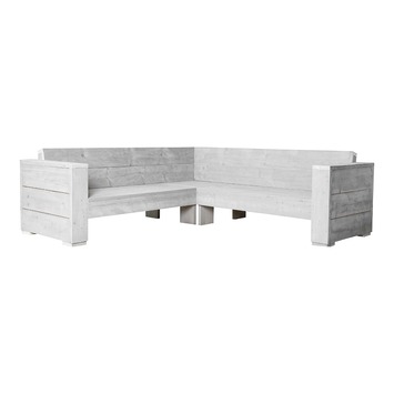 Hoekbank Berlinde wit steigerhout