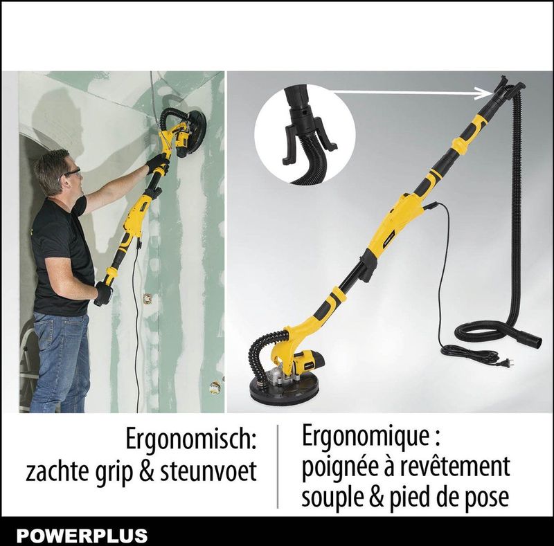 Powerplus - POWX04761 - Elektrische Wand- & Plafondschuurmachine - 710W - Schuurpapier Ø225mm - Telescopisch