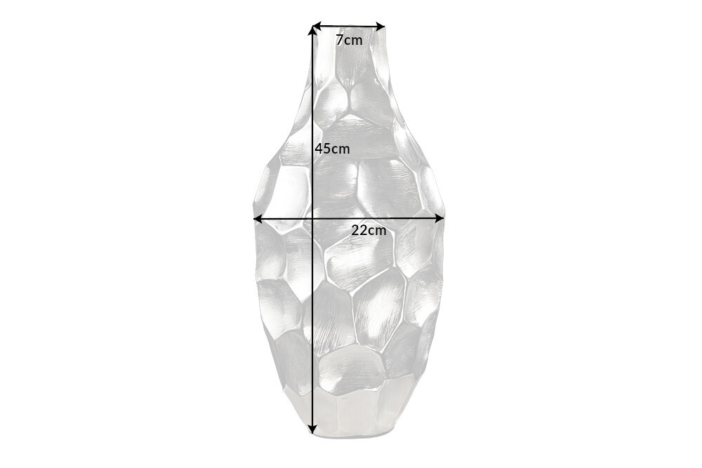 Elegante Vase ORGANIC ORIENT 45cm silber Hammerschlag Design