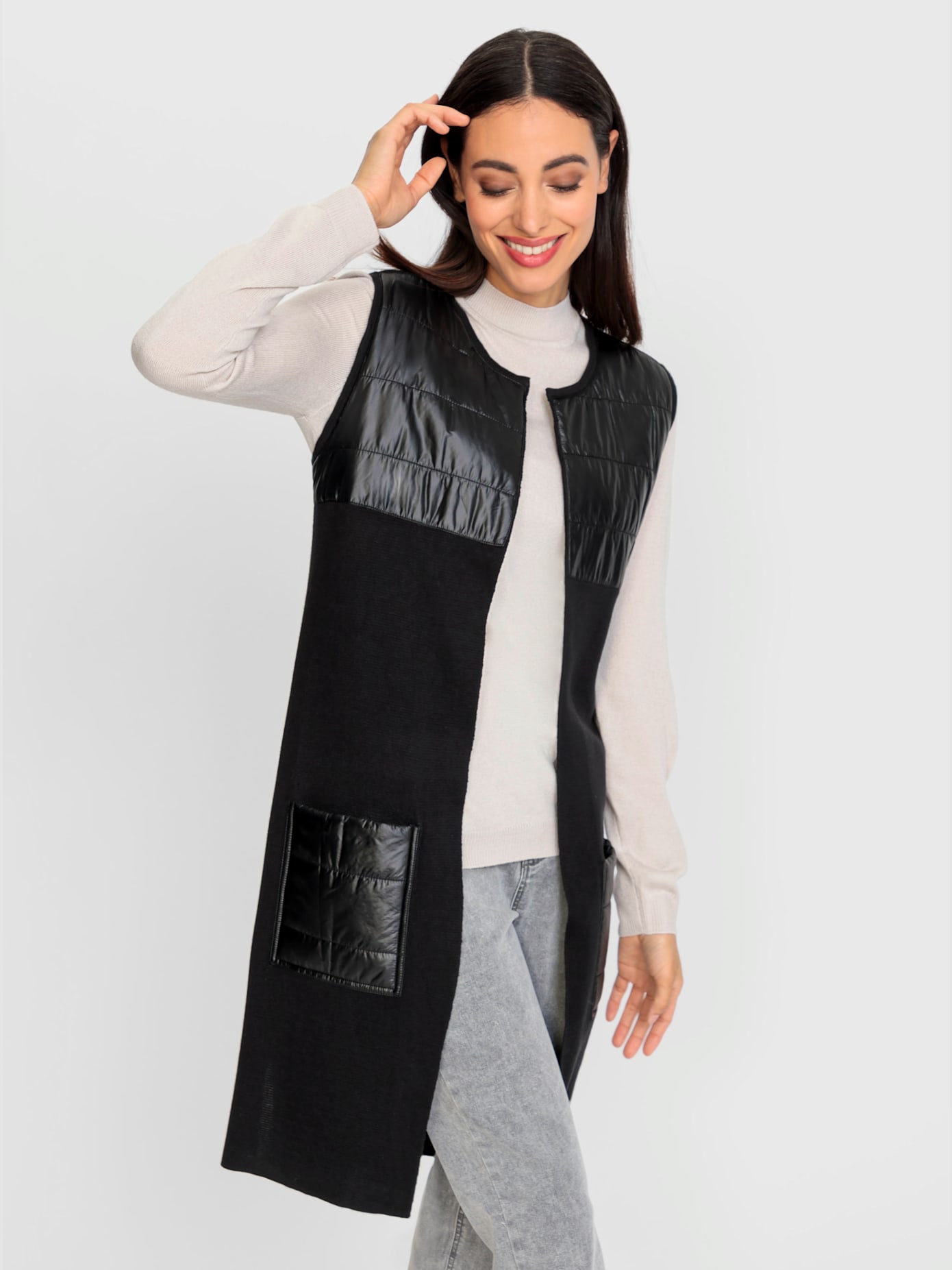 Gilet en tricot mélange de matières tendance