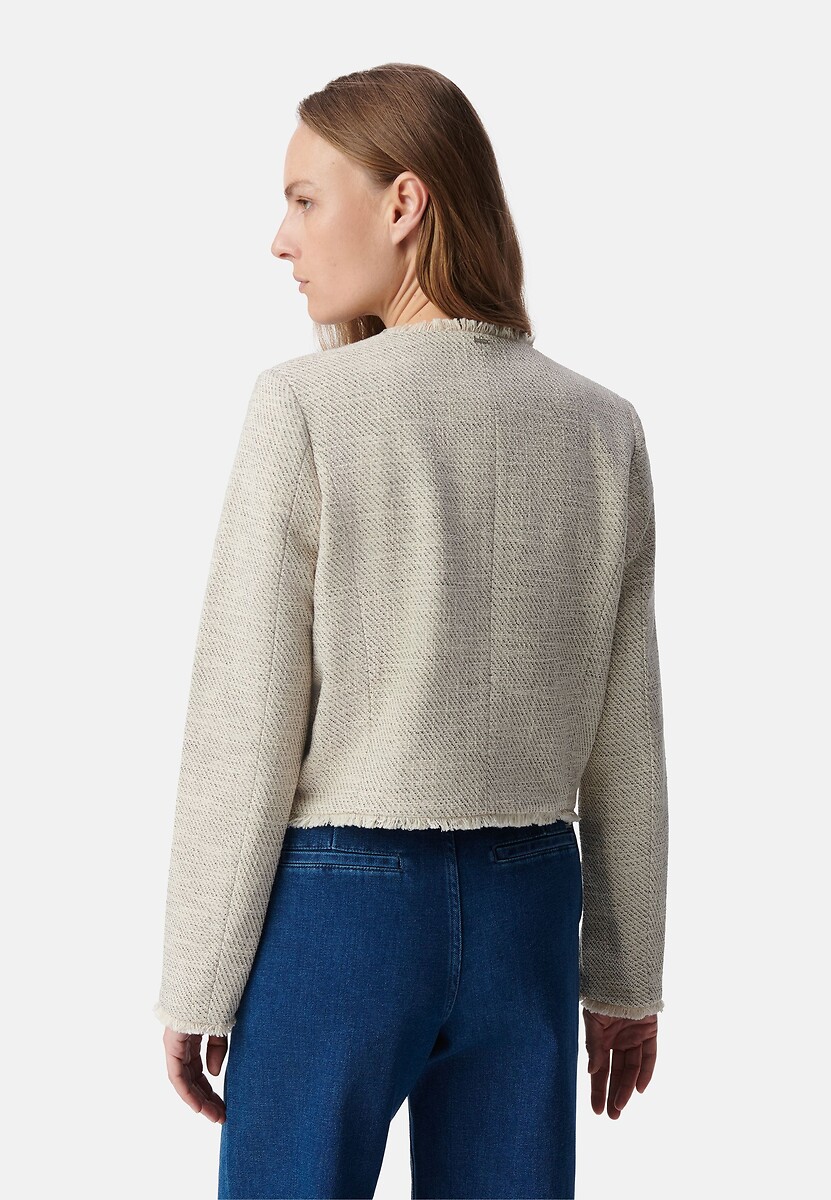 IKKS<br>Jaqueta curta estilo tweed com gola redonda