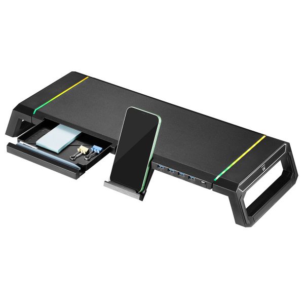 Ewent Base para EW1268 Foldable RGB c/ Hub USB 3.0 Preto