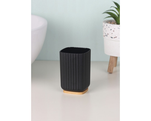 form&style 6-delige badkamerset, zwart kunststof/bamboe