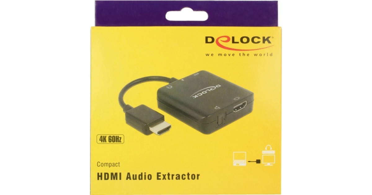 DeLOCKHDMI Audio Extractor compact adapter  (Zwart, 0,3 meter, 4K 60Hz, Tweedekans)