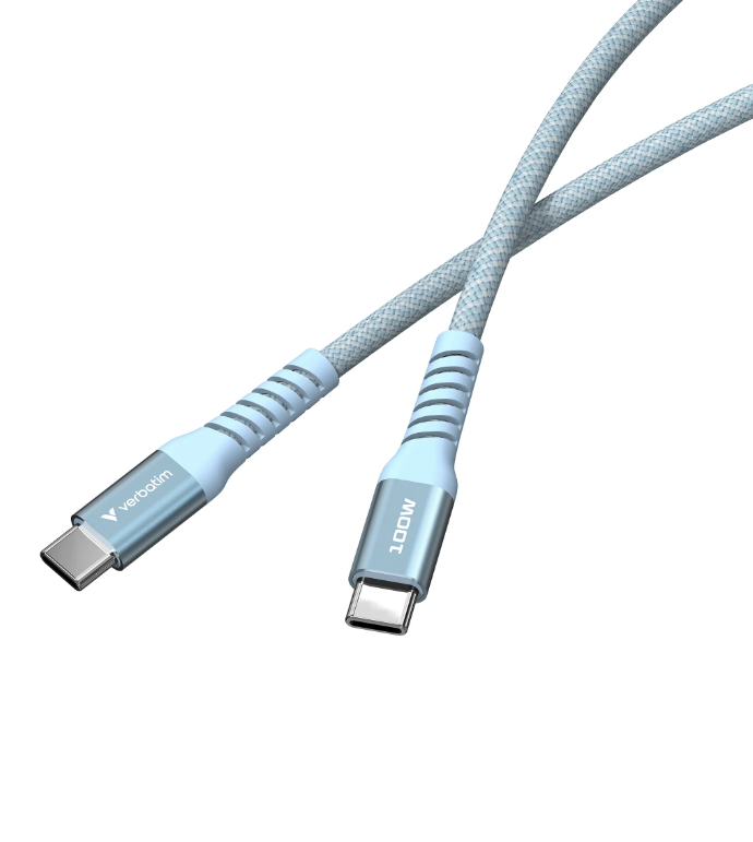 (1.2m) 100W Sync & Charge USB C auf USB C Nylon Magnet Ladekabel PD/QC 3.0 Datenkabel (31856) - Blau