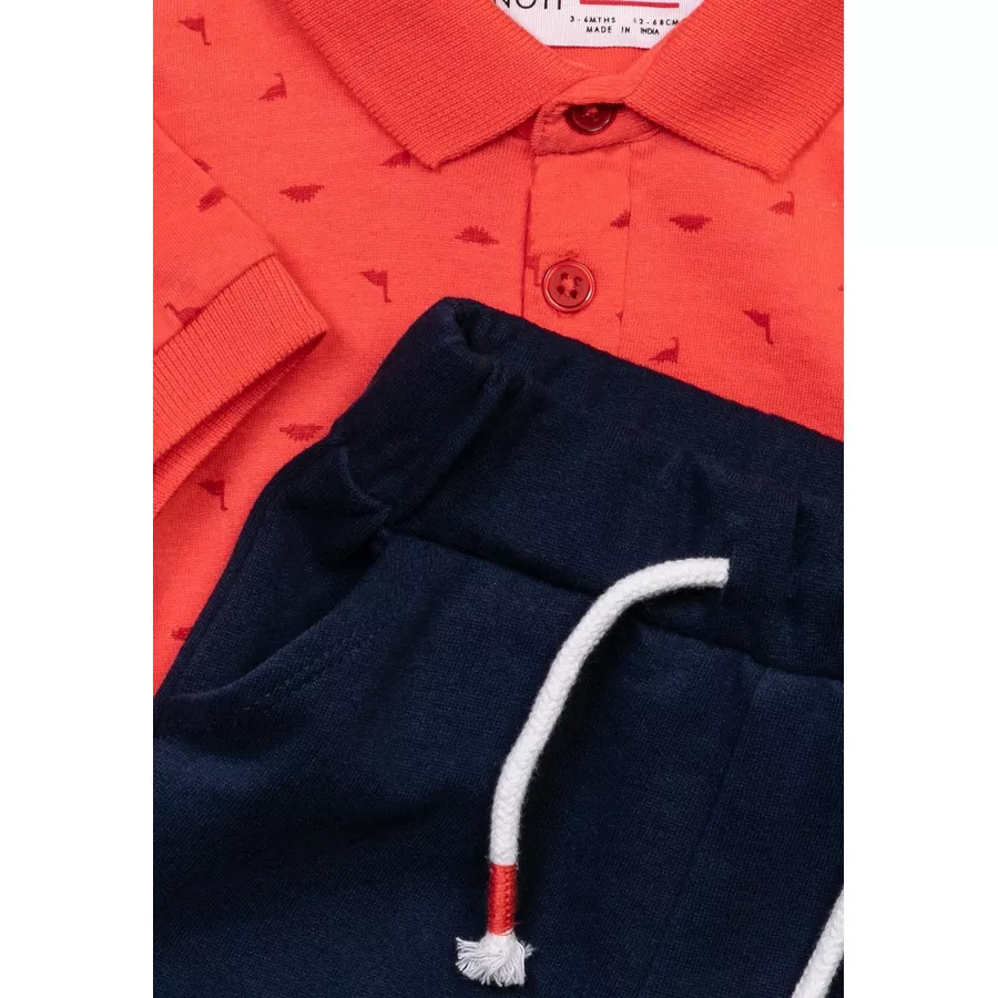 MINOTI T-Shirt und Hose im Set KorallrotDunkelblau