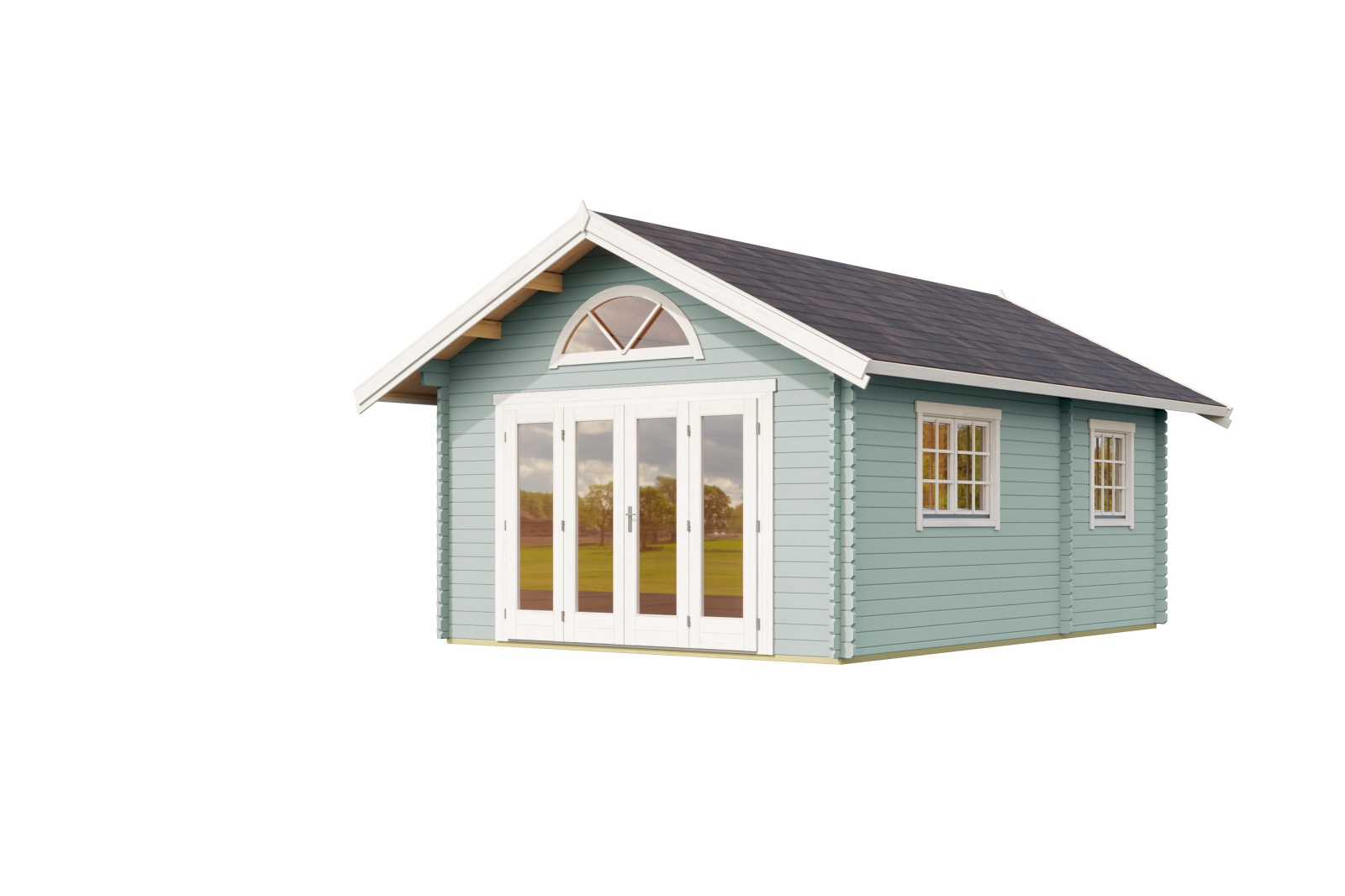 Gartenhaus CAROLINE 2.3 - gletschergrün - Fichte massiv - 390x575 cm