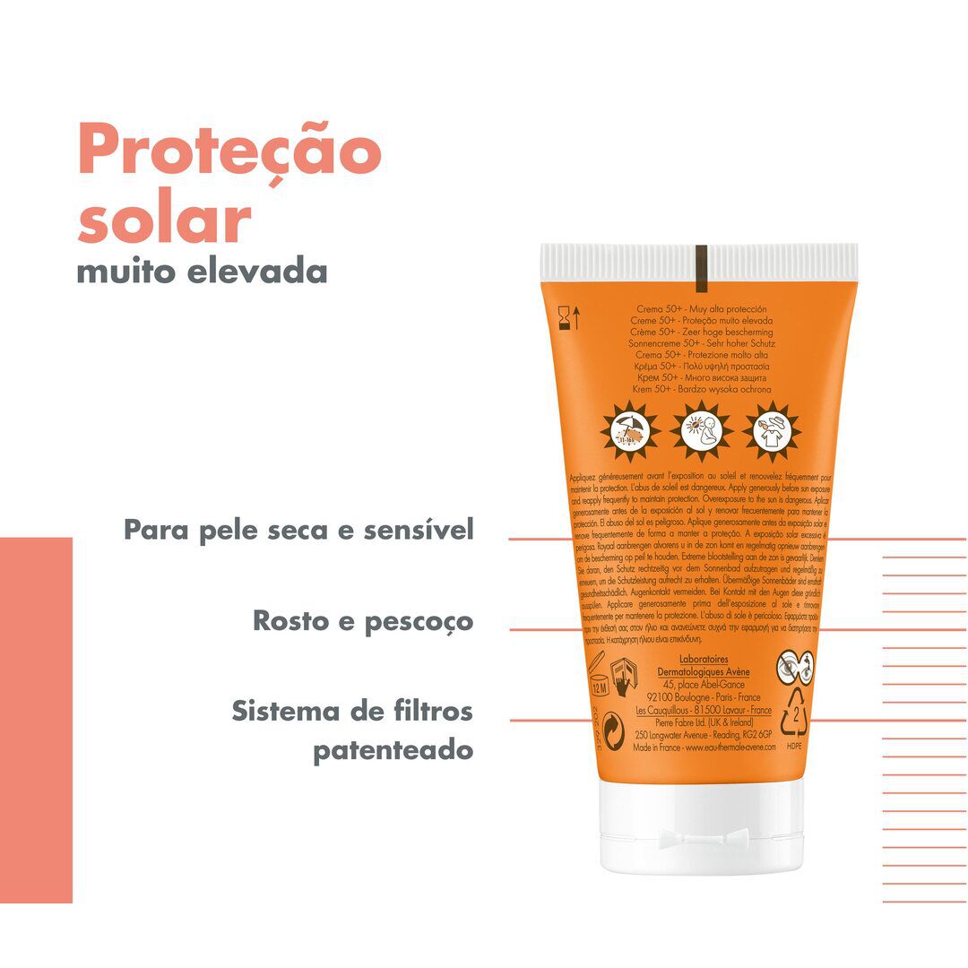 AVENE  Protetor Solar Creme 50+ Incolor SPF50 - 50ml
