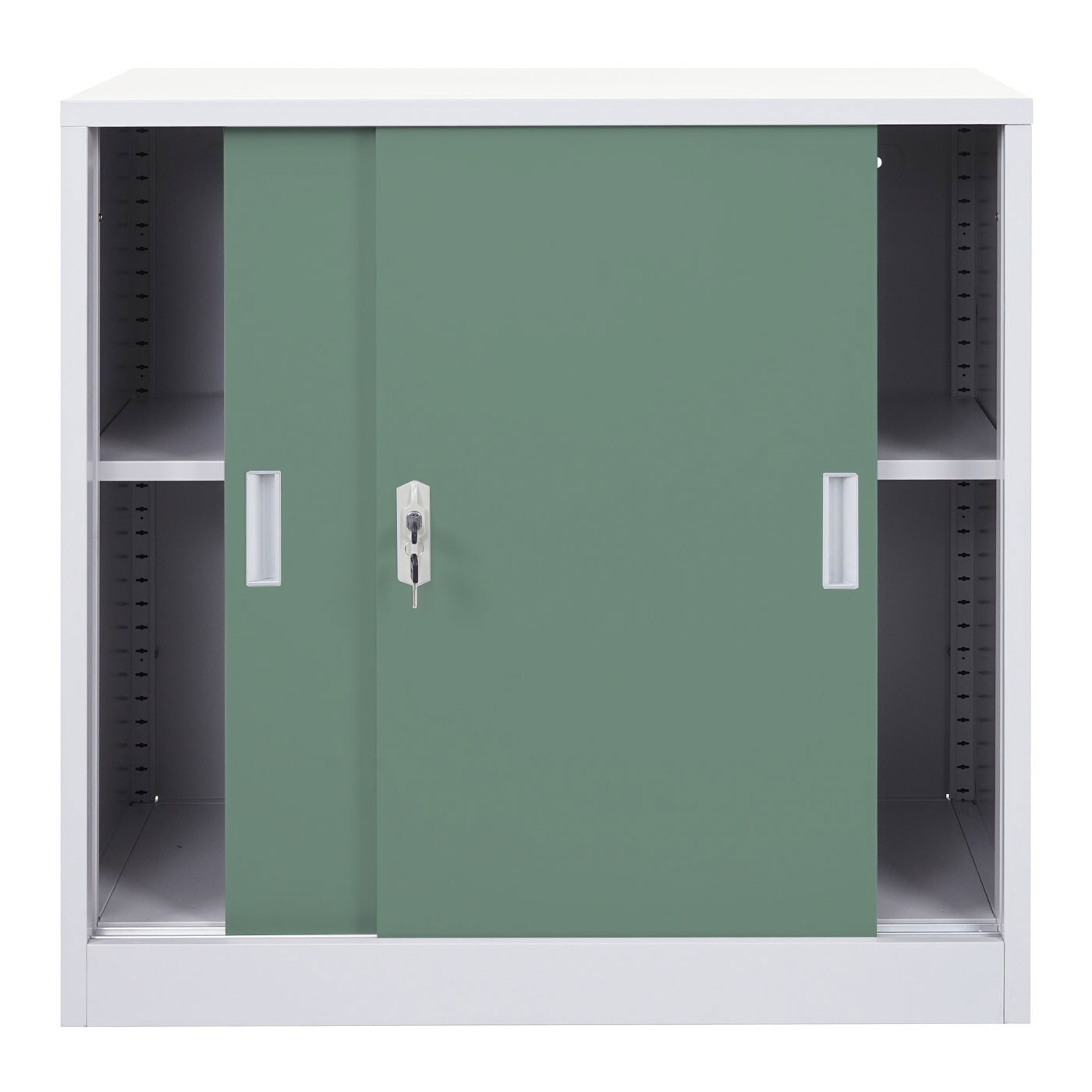 Aktenschrank Preston MCW-F41, Stahlschrank Büroschrank, mit abschließbaren Schiebetüren 90x90x45cm ~ grün