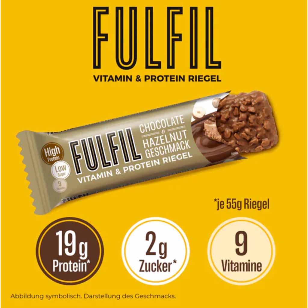 Fulfil Vitamin&Protein Riegel Chocolate Haselnuss Geschmack 15x55g = 825g MHD:18.2.25