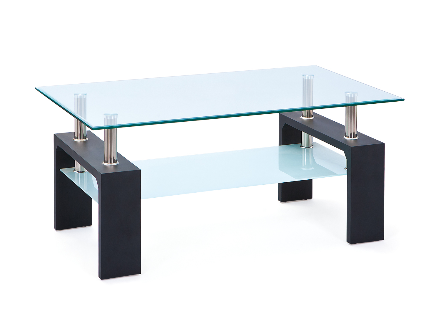 Couchtisch ALVA - schwarz-chromfarben - Glas - 100x60 cm